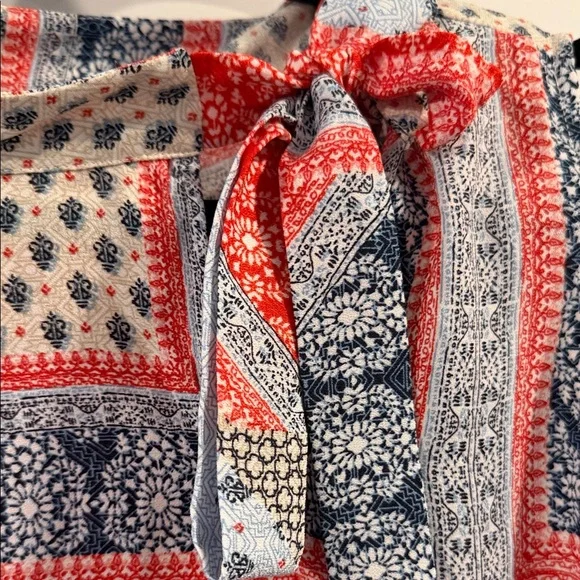 Chico's Red and Blue Patterned Sleeveless Blouse - Picture 3 of 4